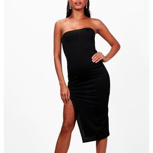 💕Boohoo Claire Bandeau Thigh Split Midi Dress💕